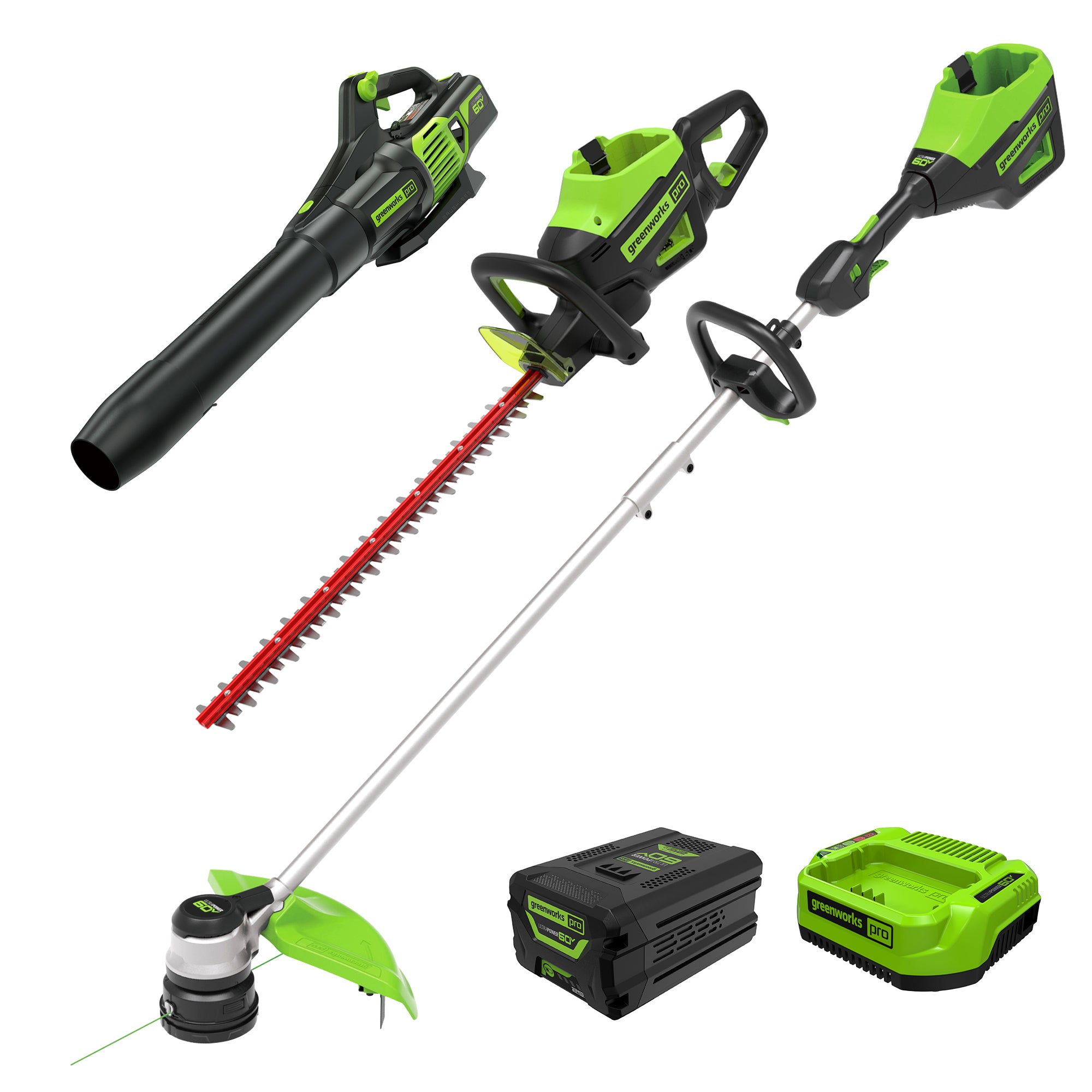 60V 3-Piece Cordless Battery Combo Kit with String Trimmer, Leaf Blower & Hedge Trimmer - Perfect for Lawn Care, Yard Maintenance & Landscaping