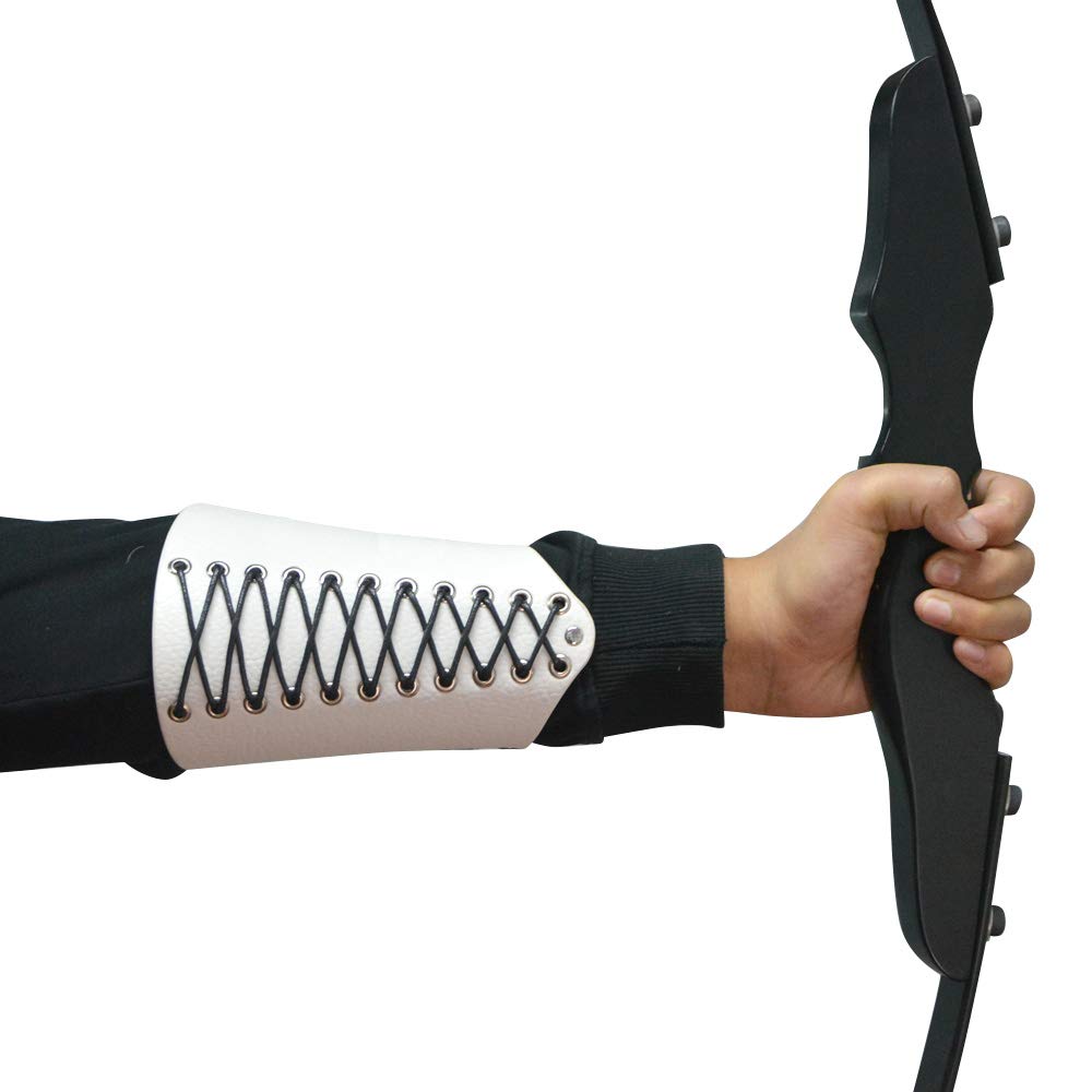 AMEYXGS Adjustable Leather Archery Arm Guard - Left & Right Hand Compatible - Traditional Bow Arm Protector with Laces - Perfect for Target Practice & Hunting