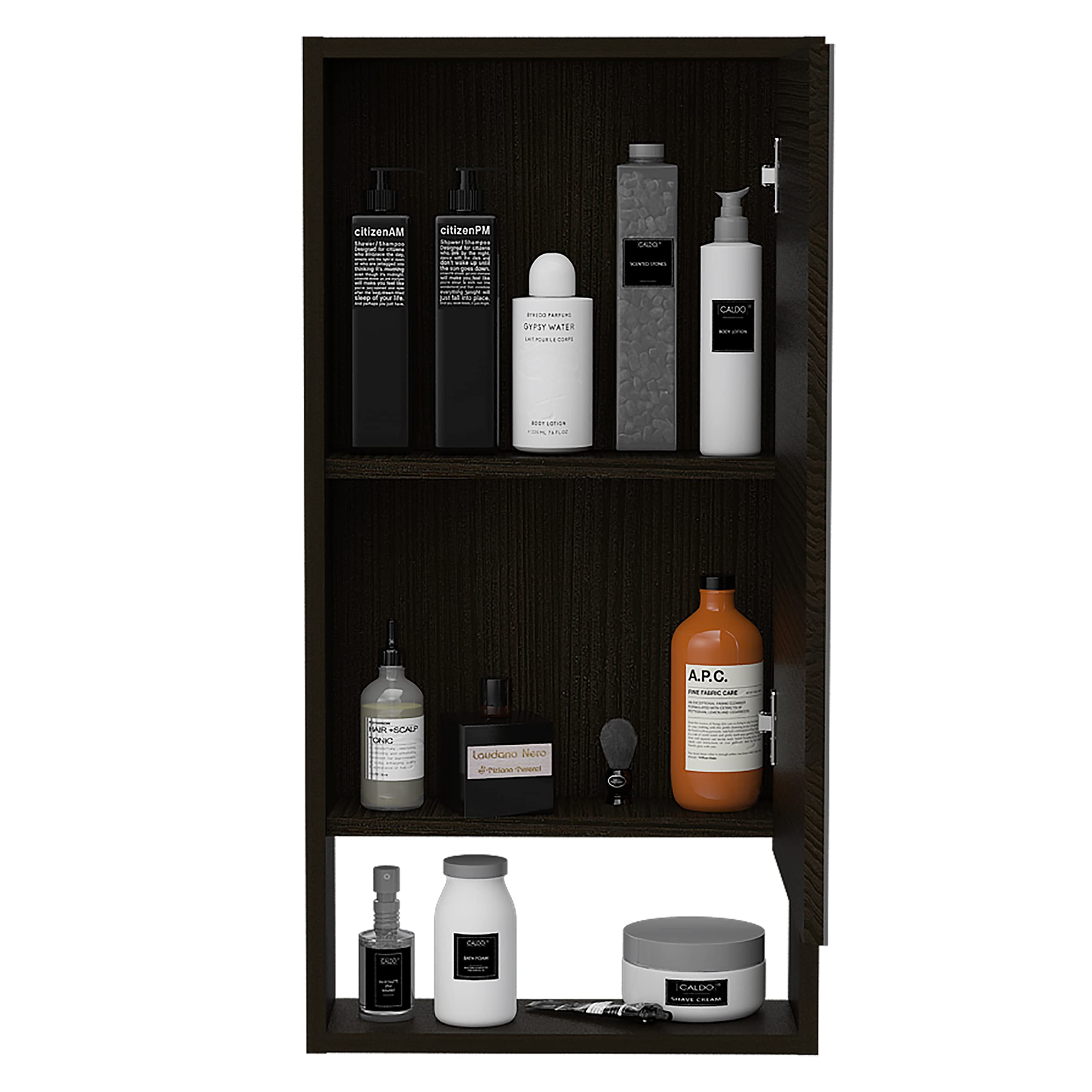 Black Wengue Medicine Cabinet with Mirror & Open Shelf - 2 Interior Shelves for Bathroom Storage | Perfect for Small Spaces, Apartments & Modern Vanity Organization