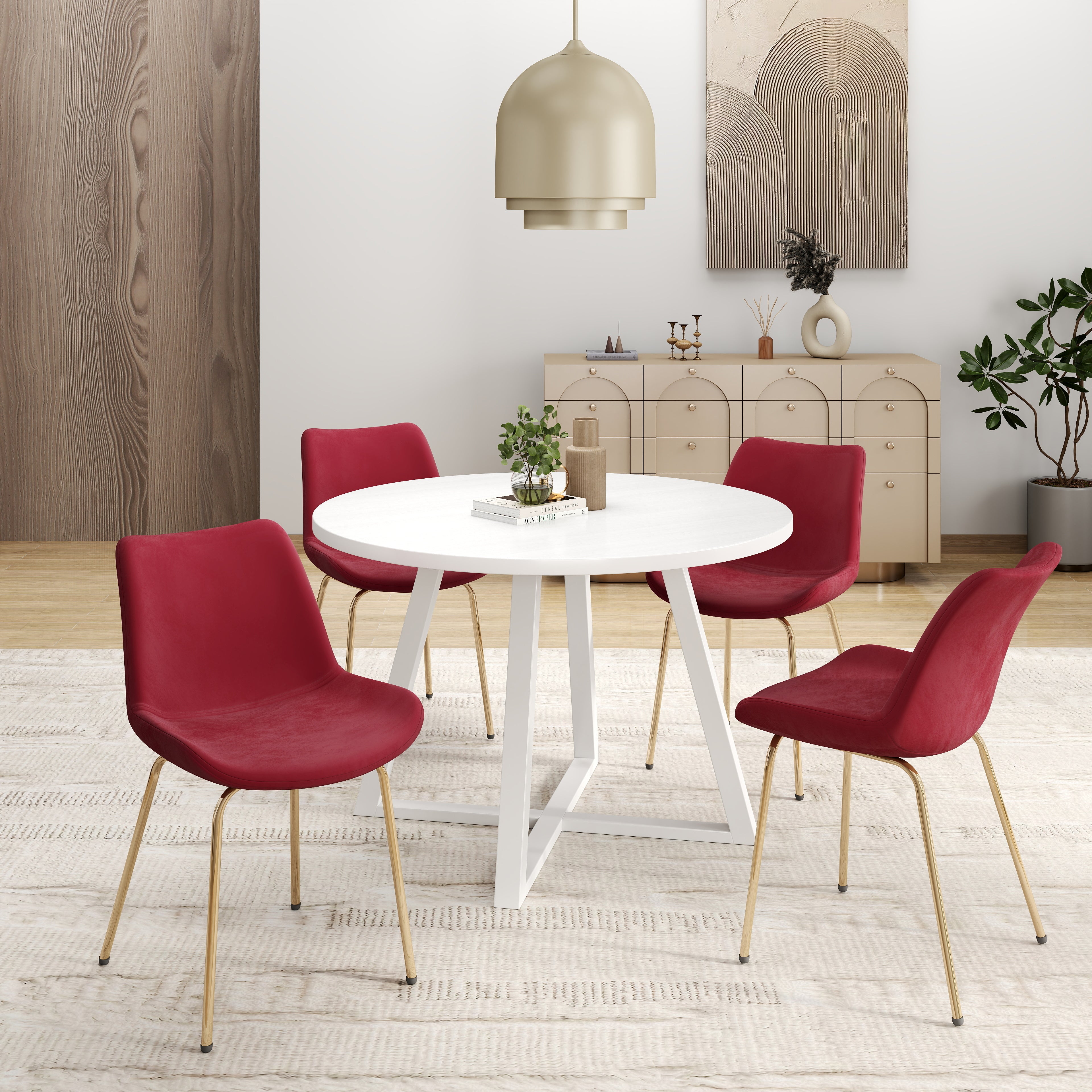 Roundhill Furniture Avant 5-Piece Round Dining Set with Table and 4 Side Chairs - Perfect for Small Spaces, Breakfast Nooks & Intimate Gatherings