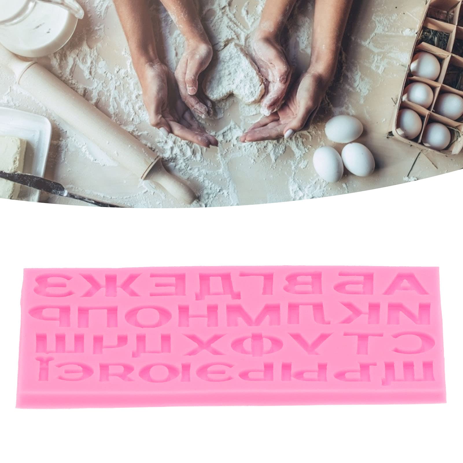 2Pcs Russian Alphabet Silicone Molds - Fondant & Chocolate Letter Molds for DIY Baking, Cake Decorating, Ice Cube Making (Pink) | Reusable Food-Grade Silicone Ice Tray for Parties & Home Baking