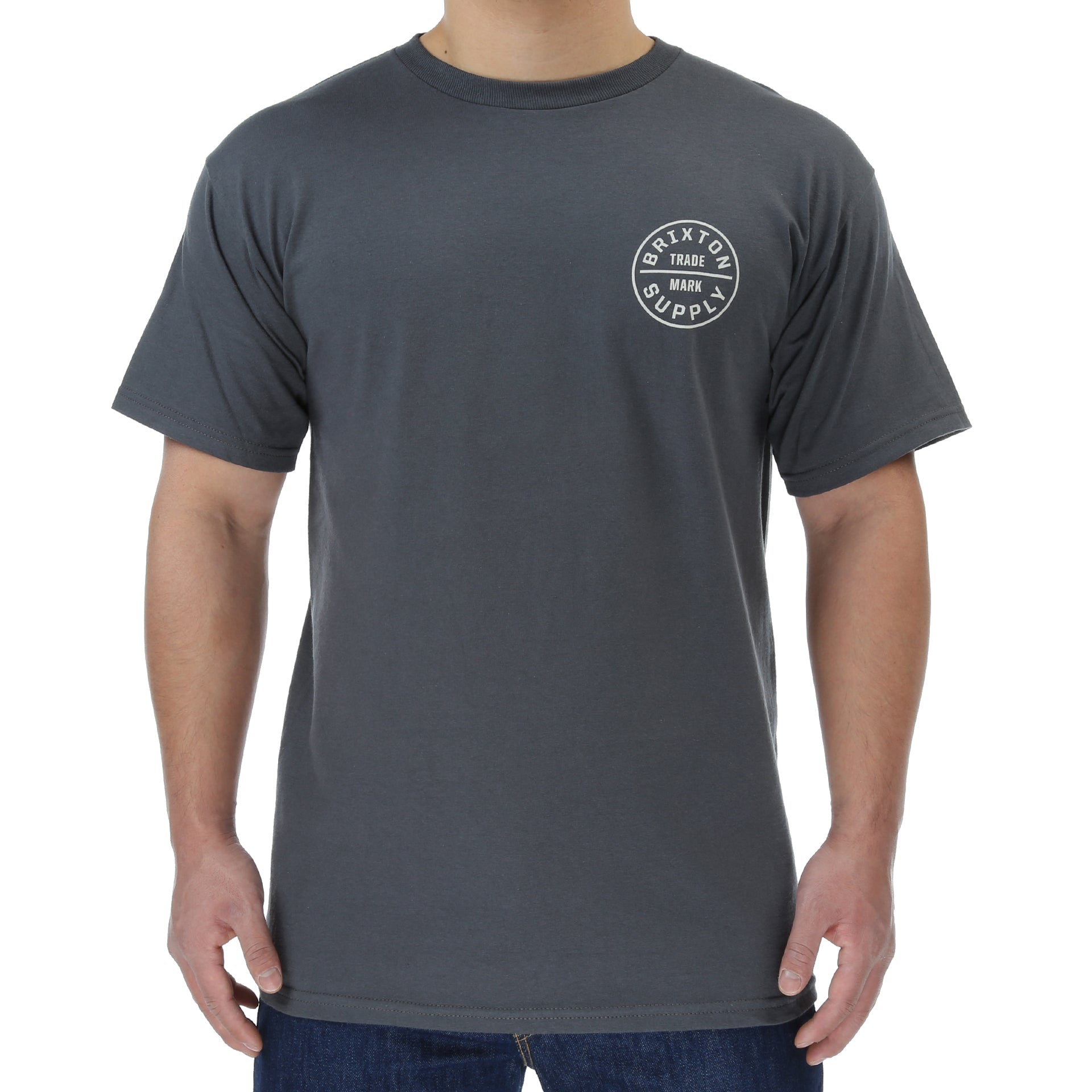 Brixton Oath II Standard Tee - Premium Cotton Men's T-Shirt in Charcoal | Casual Wear & Street Style Outfits