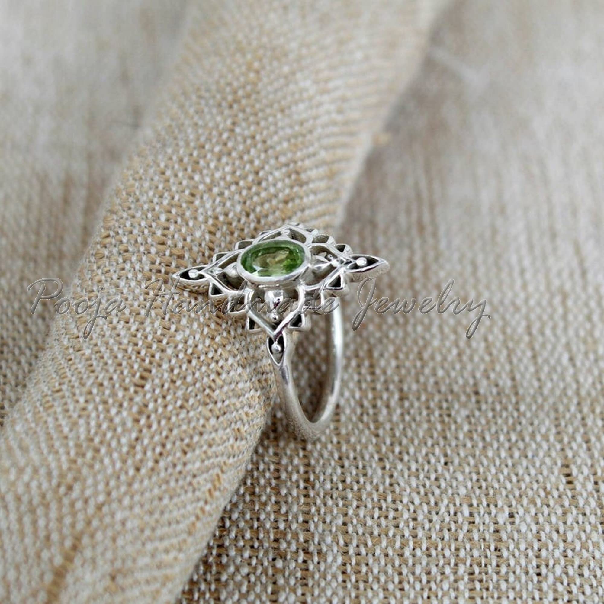 Peridot Ring - 925 Sterling Silver Flower Design with Natural Peridot Stone | Stackable, Everyday Jewelry for Women | Perfect for Proposals, Promises & Unique Gifts