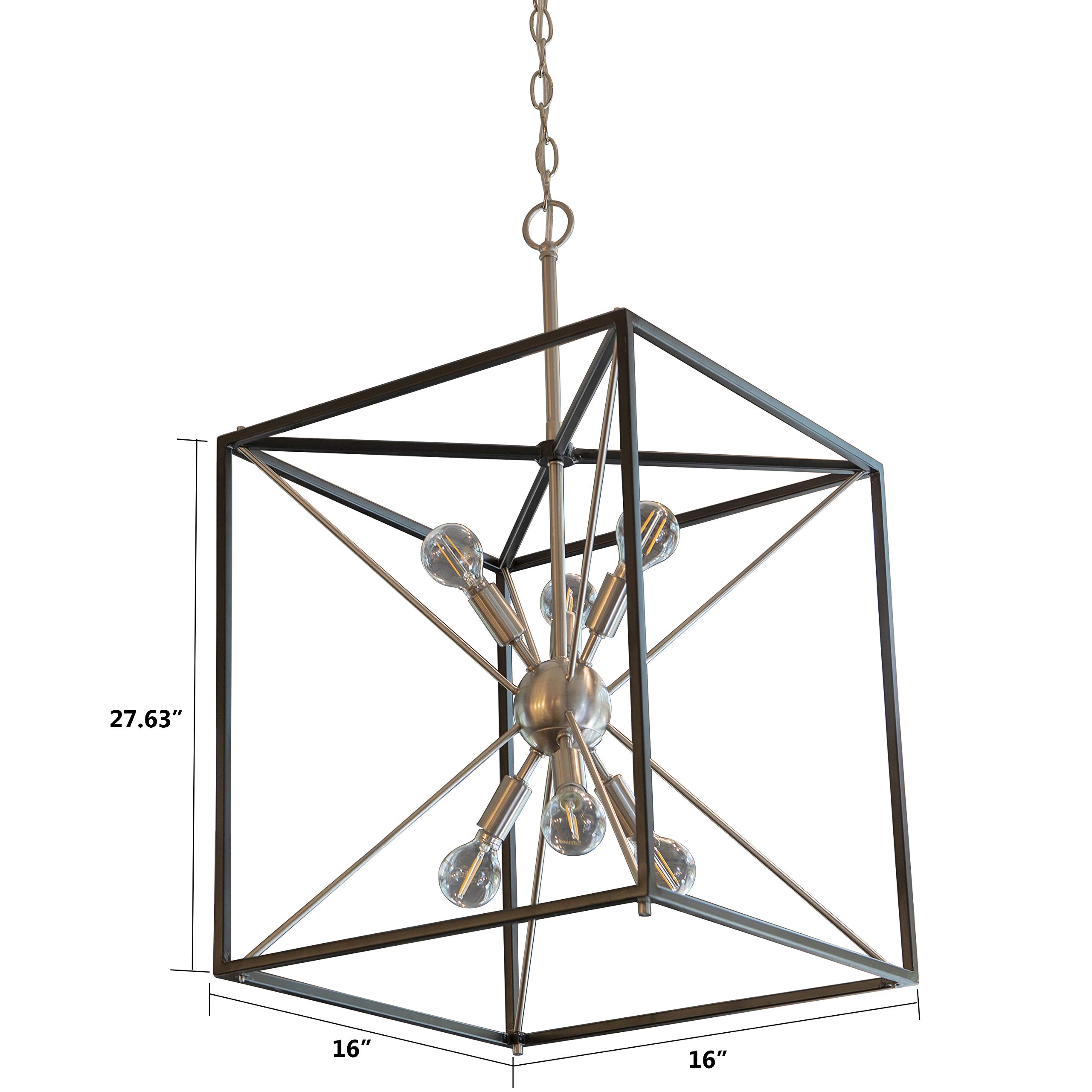 Decor Therapy CH1885 Sadler 6-Light Steel and Glass Pendant Light Fixture - Perfect for Dining Room, Kitchen Island, or Entryway Lighting