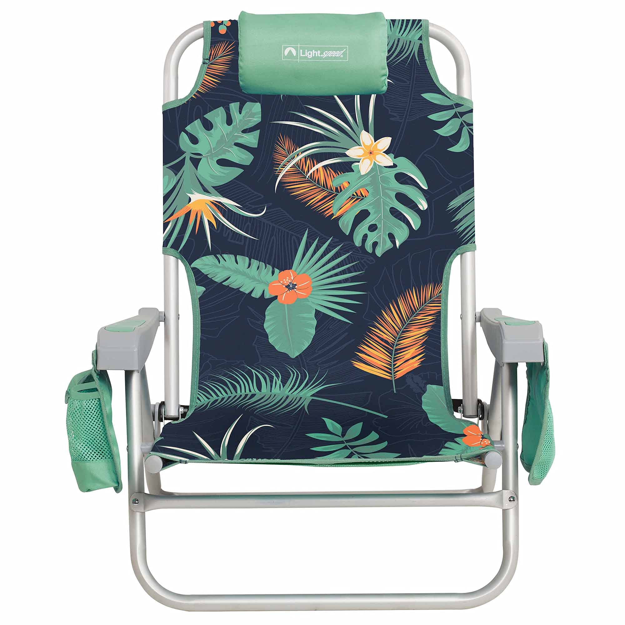 Lightspeed Outdoors Reclining Beach Chair - Lightweight Portable Folding Chair for Camping, Backyard, Poolside & Outdoor Relaxation