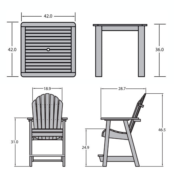 Premium Muskoka 5-Piece Square Counter Bistro Dining Set - Outdoor Patio, Garden, Deck & Poolside Furniture for Relaxing Meals