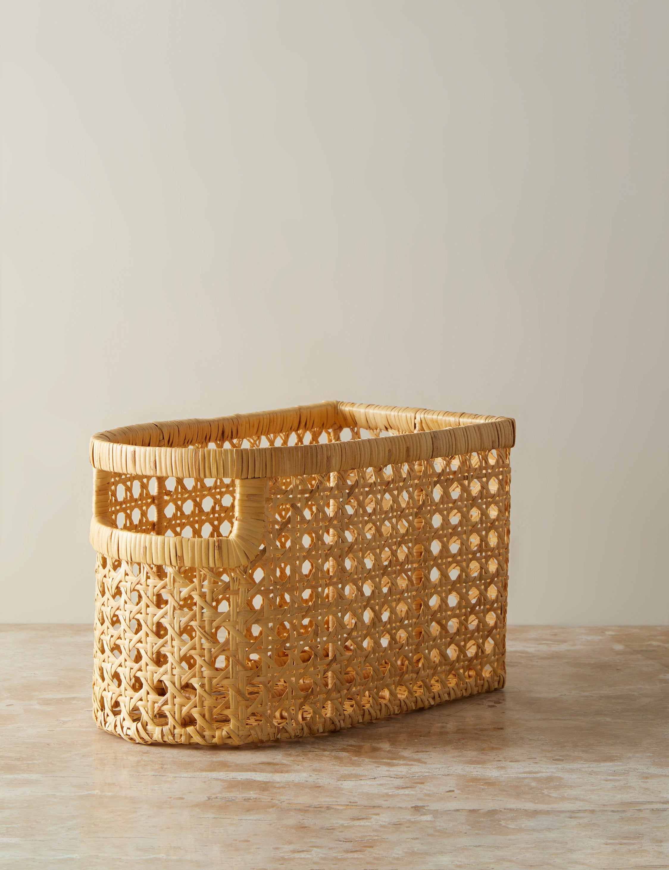 Sarah Sherman Samuel Handwoven Natural Cane Basket - Boho Home Decor, Storage Organizer for Living Room, Bedroom, or Office