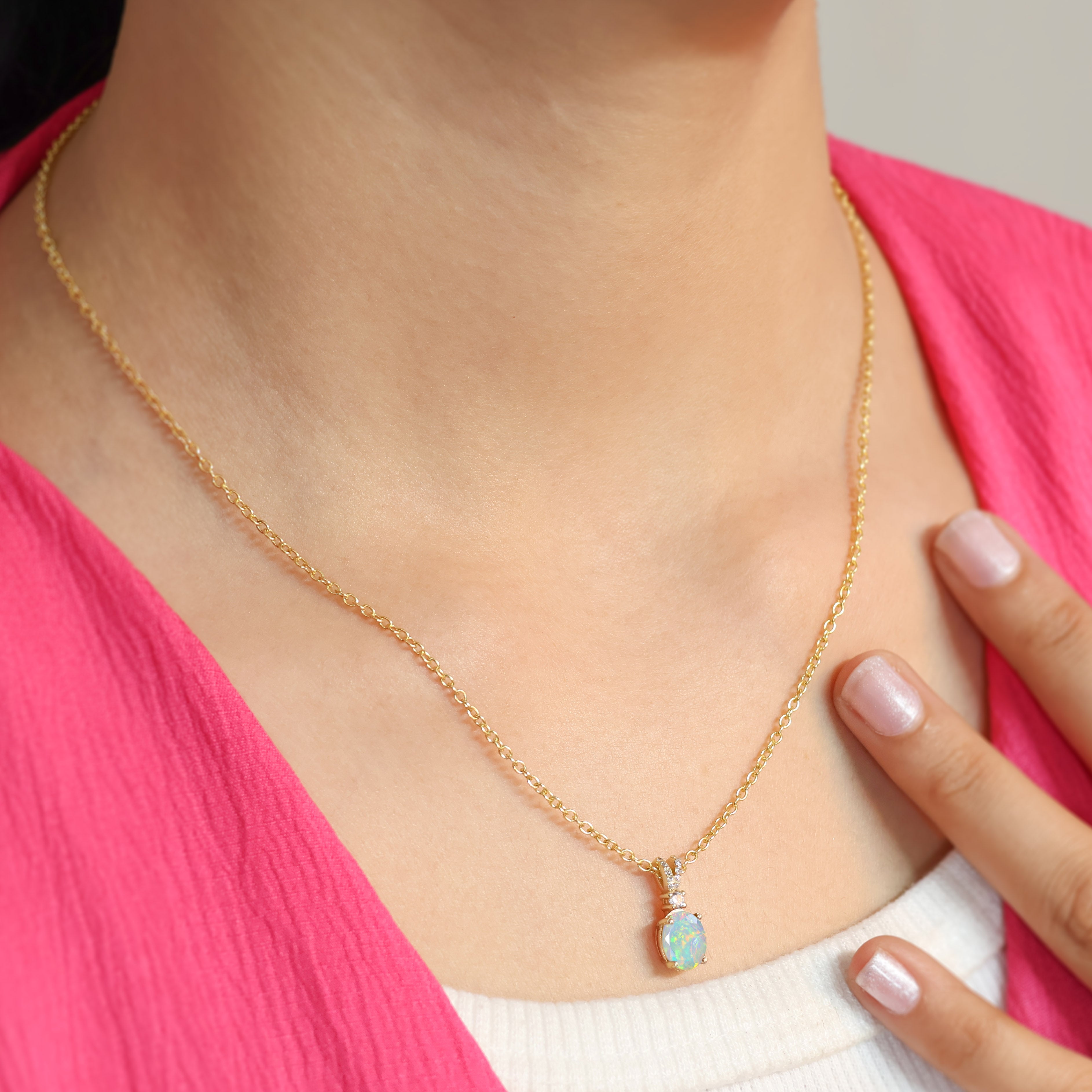 White Opal Gemstone Pendant Necklace for Women - Elegant Sterling Silver Jewelry Gift for Birthday, Anniversary & Special Occasions | Perfect for Everyday Wear, Date Nights & Formal Events