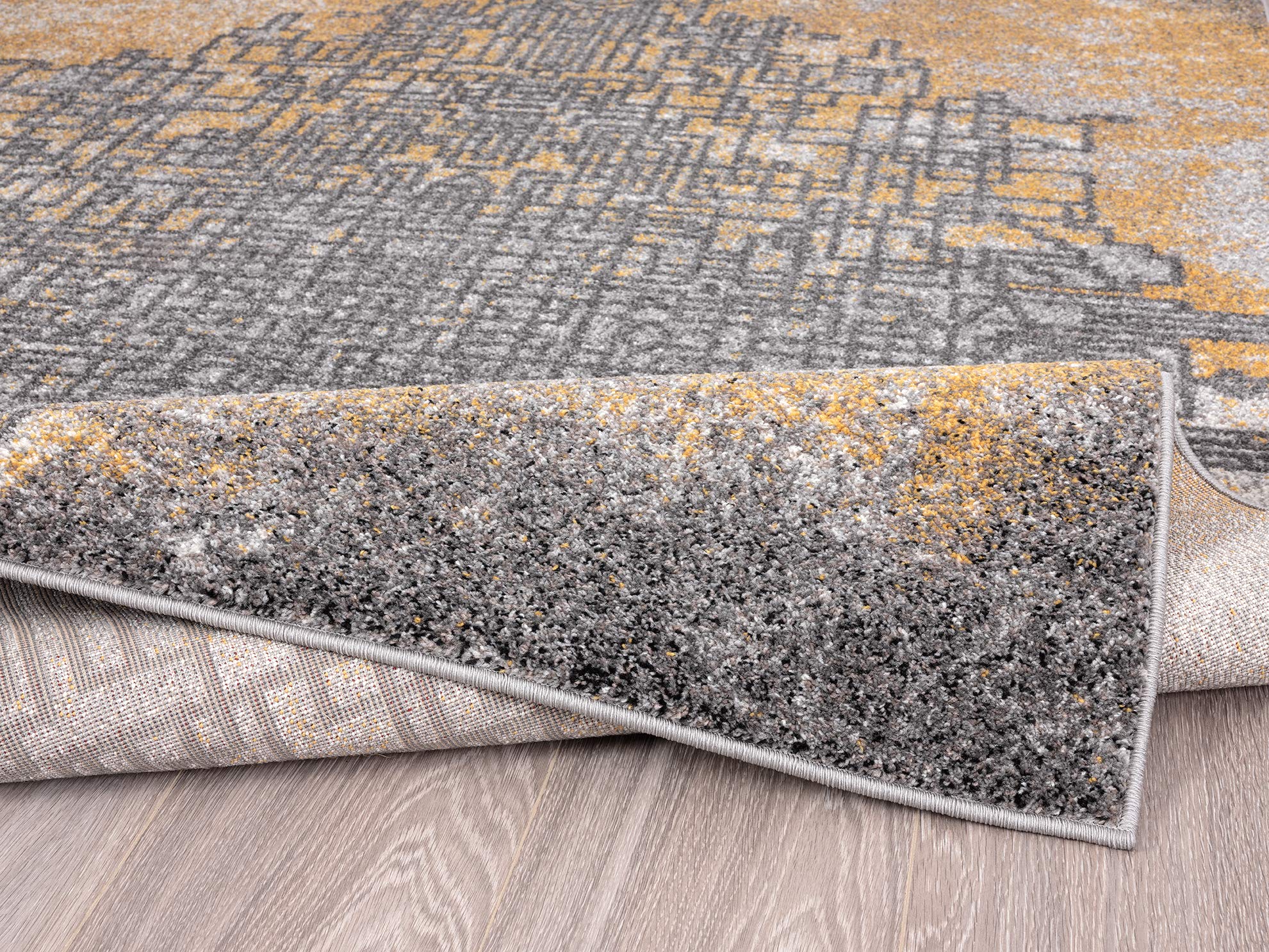 Abani Grey & Yellow Abstract Area Rug 6' x 9' - Modern Contemporary Accent Rug for Living Room, Bedroom & Office - Laguna Collection Soft Non-Slip Floor Carpet