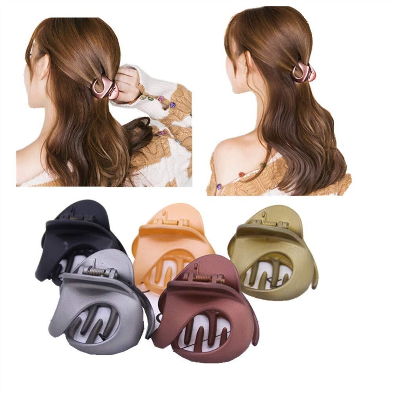 ShungFun 5-Pack Vintage Jaw Clips for Women - Non-Slip Hair Clamps for Thick & Fine Hair - Fashion Hair Accessories for Ladies & Girls - Perfect for Work, School & Everyday Styling