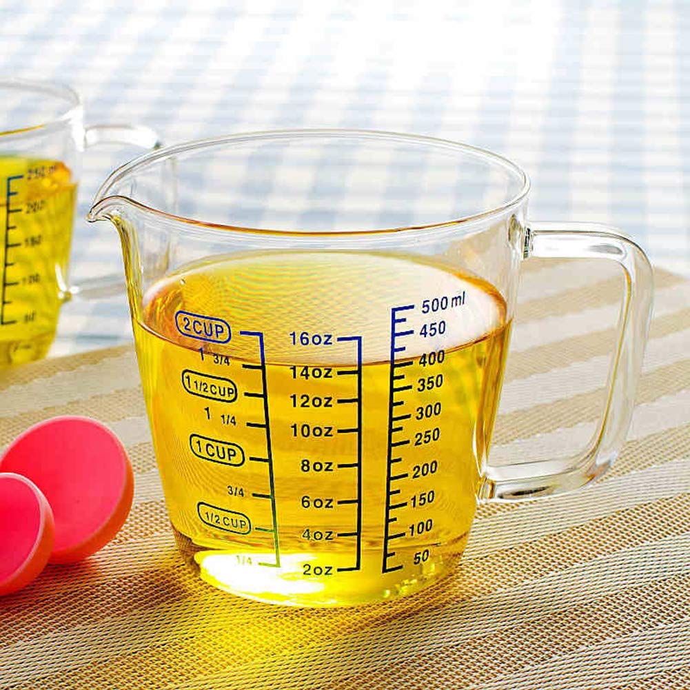 2 Cup Glass Measuring Cup with Measurements - 500ML (16 oz) for Baking, Cooking & Mixing - Perfect for Milk, Coffee, Liquid Ingredients & Kitchen Recipes