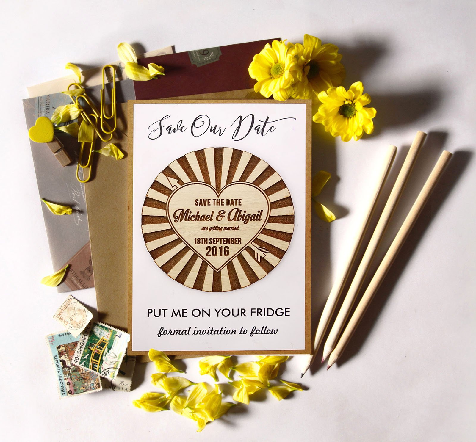 50 Personalized Rustic Wedding Save The Date Magnets with Envelopes - Perfect for Wedding Invitations, Bridal Showers & Anniversary Celebrations