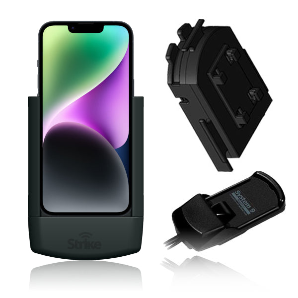 iPhone 14 Car Mount with Strike Alpha Cradle & Adapter - Compatible with Bury System 9 - Perfect for Hands-Free Driving & Navigation