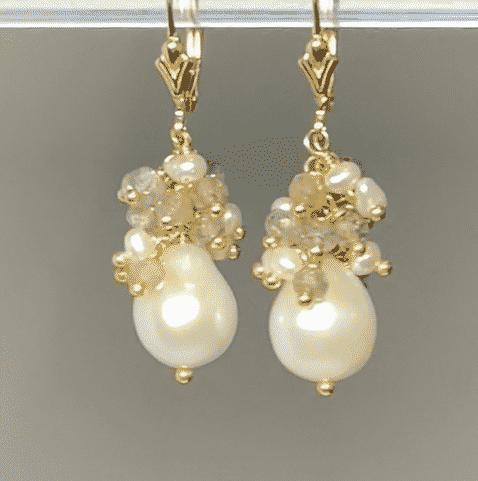 Elegant Sapphire & Gemstone Cluster Pearl Earrings for Women | Handmade Jewelry for Weddings, Parties & Special Occasions