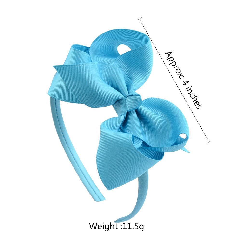 16 Pack Hair Bows for Girls - Plastic Headbands with Grosgrain Ribbon, Cute Hair Hoops & Hair Accessories for Baby, Toddler & Kids - Perfect for Parties, School & Daily Wear