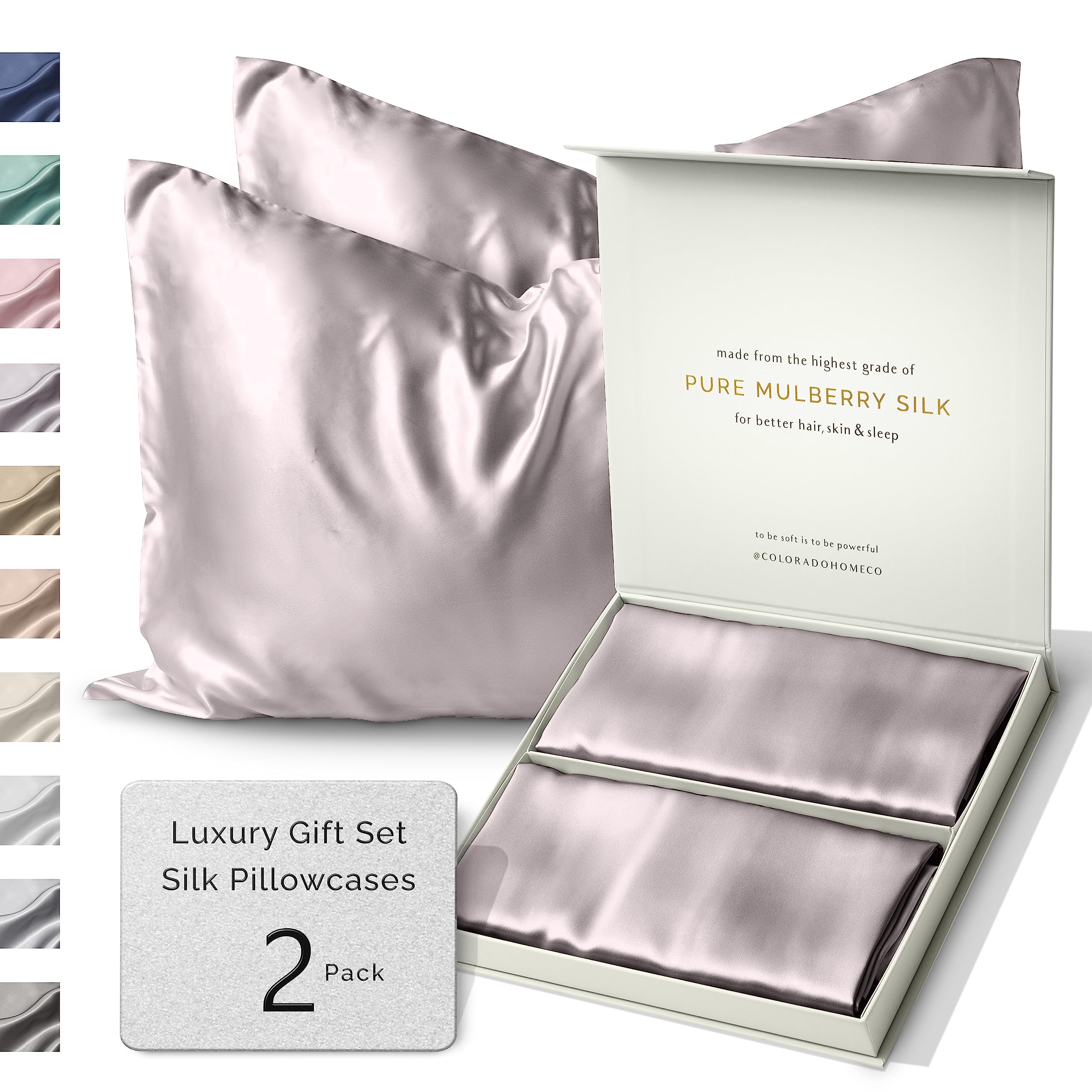Sunday Silks™ | 2-Pack 22 Momme 100% Pure Mulberry Silk Pillowcases with Zipper Closure | Standard, Queen & King Size (Lavender) | Hypoallergenic for Hair & Skin Care | Perfect for Couples, Beauty Sleep & Luxury Bedding