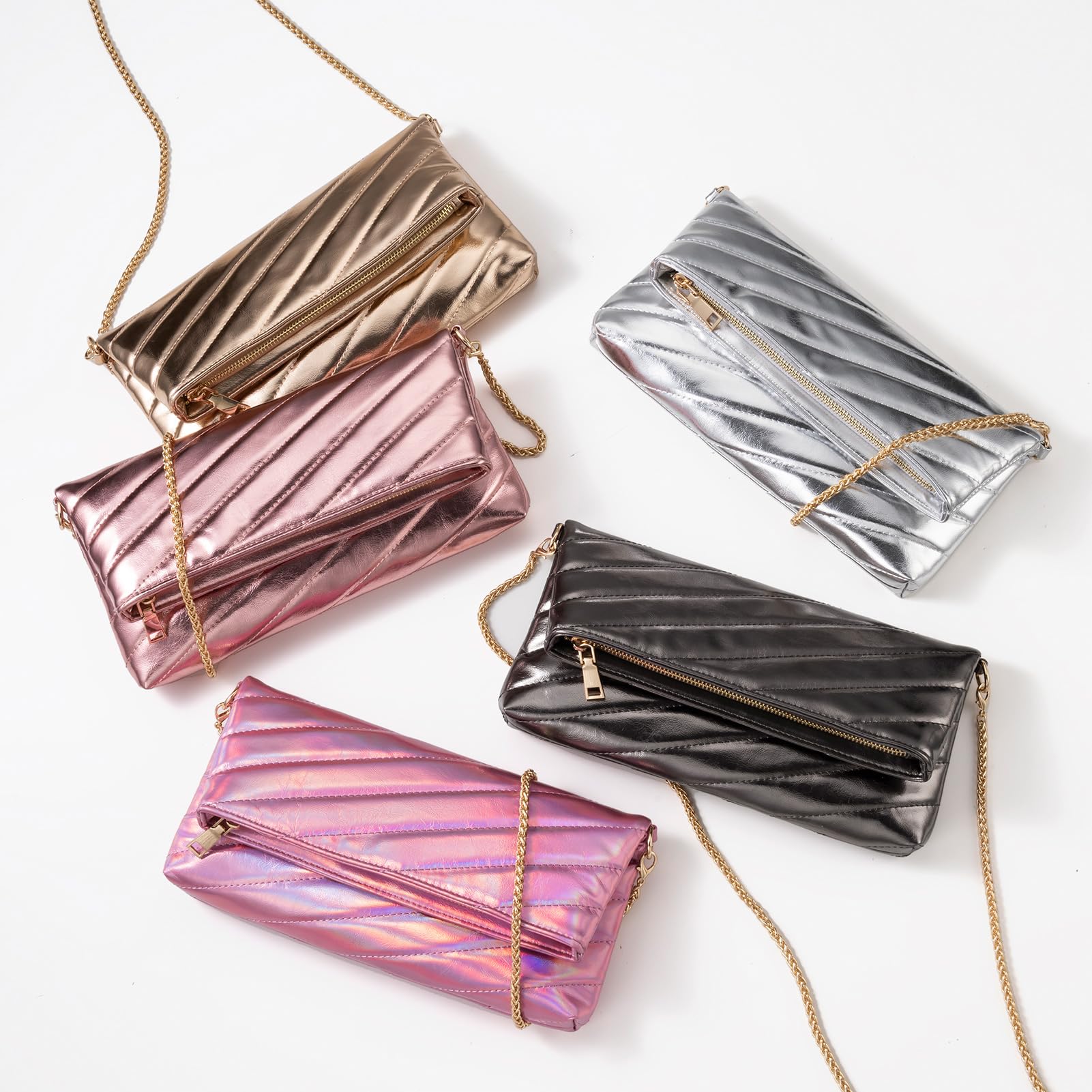 Women's Leather Clutch Evening Purse - Envelope Crossbody Bag with Chain Strap for Wedding, Party & Special Occasions | Elegant Handbag for Date Night, Cocktail Events & Formal Gatherings