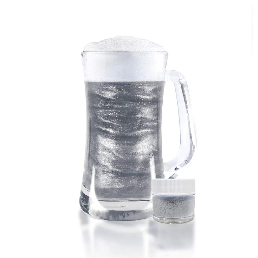 Edible Silver Glitter for Drinks - Food Grade Sparkle Dust for Cocktails, Beer & Beverage Garnish | Kosher & Halal Certified | Vegan, Gluten & Nut Free | Perfect for Party Drinks, Wedding Cocktails & Bar Decor (45g Shaker)