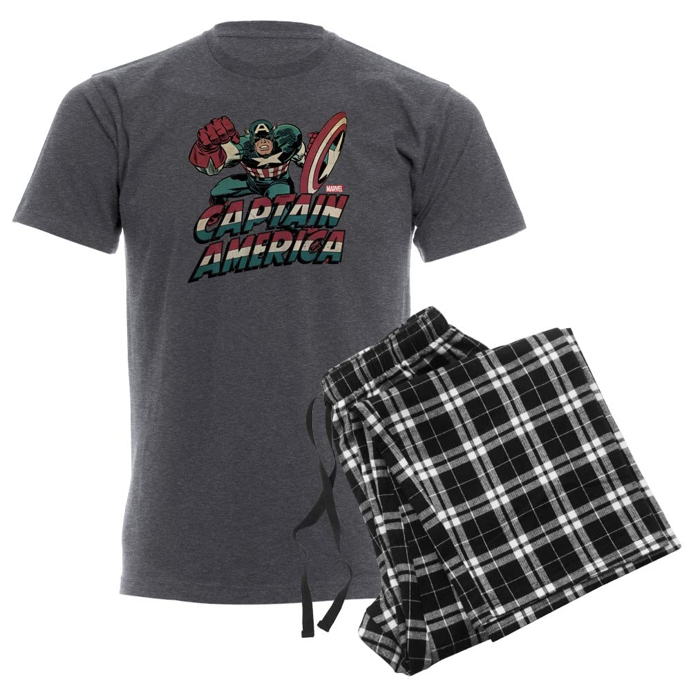 Captain America Men's Charcoal Pajama Set - Soft Sleepwear for Superhero Fans - Perfect for Movie Nights, Cosplay & Gifts