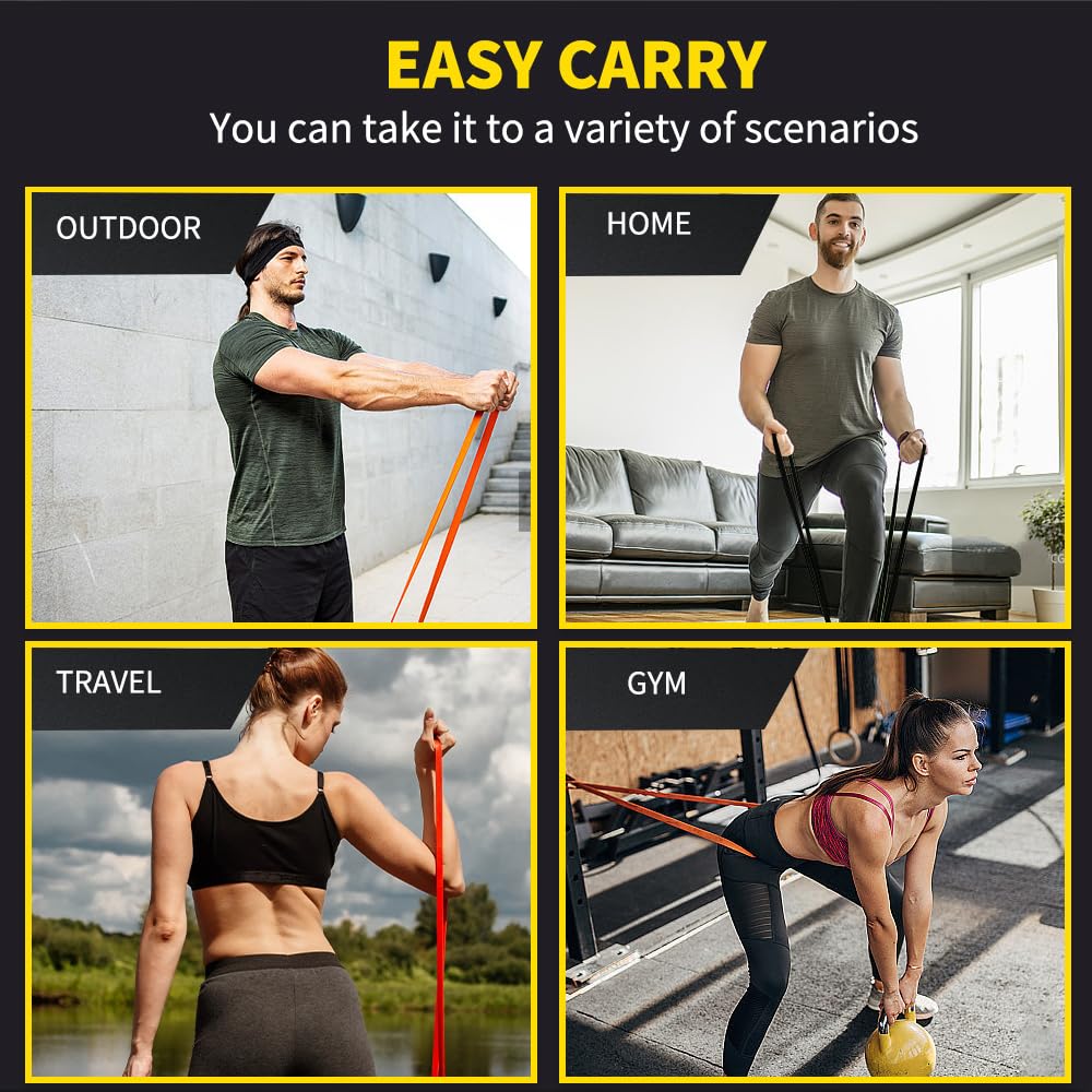 Premium Latex Resistance Bands for Pull Ups, Workouts & Powerlifting - Home & Gym Fitness Training - Ideal for Strength Training, Stretching & Bodybuilding Exercises