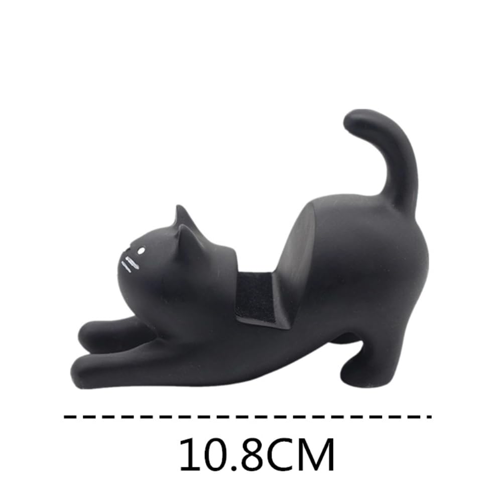 Leadigol Mini Cat Shape Resin Phone Stand - 3D Cartoon Animal Desk Accessory for iPhone & Android | Portable Desktop Organizer & Cute Home Decor | Perfect for Office, Bedroom, and Gift Giving
