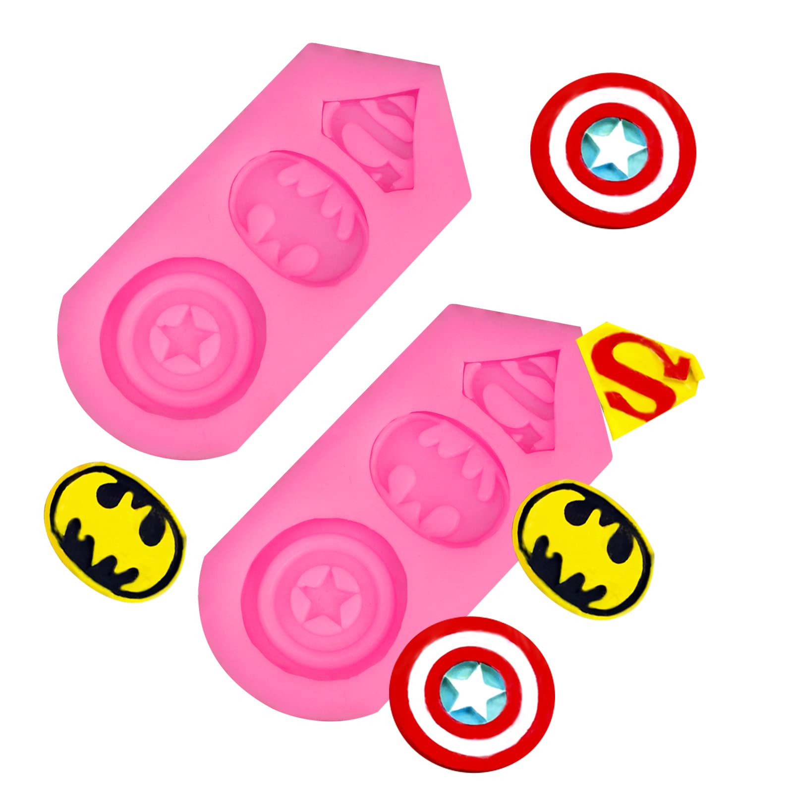 2-Piece Superhero Silicone Mold Set for Cookies, Fondant, Candy & Chocolate - Perfect for Birthday Parties, Cake Decorating & DIY Baking Gifts