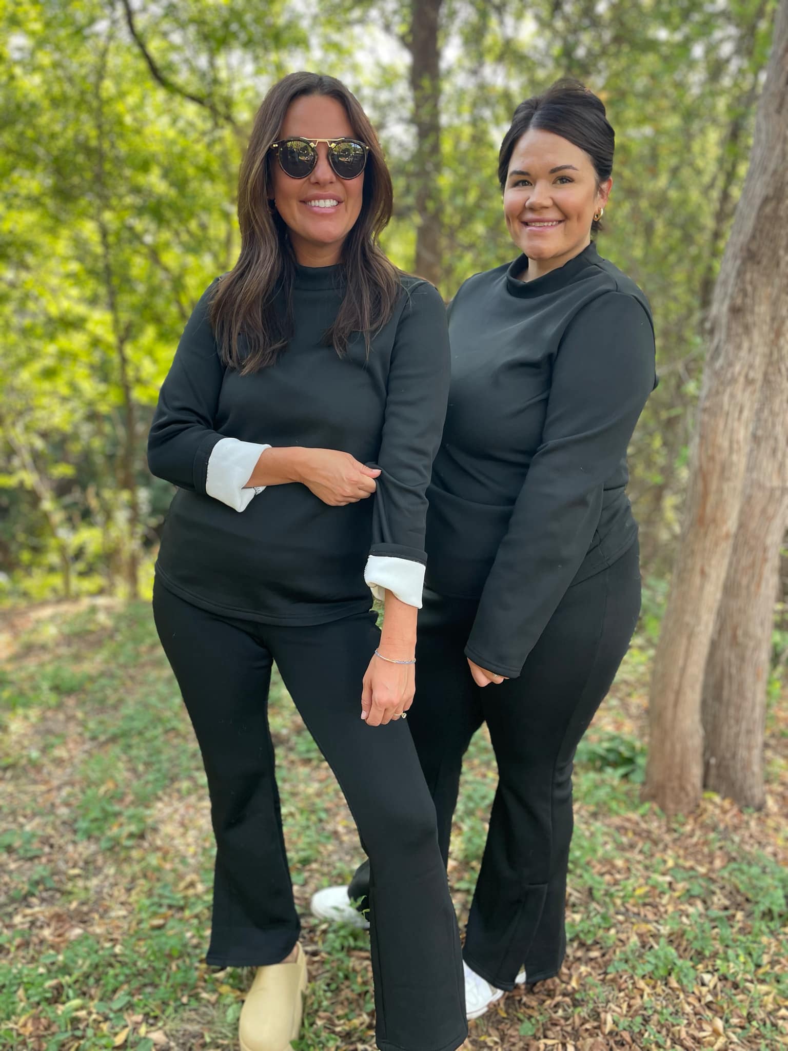 PREORDER: Soft Fleece Lined Black Top for Women - Cozy Winter Layering & Casual Outfits