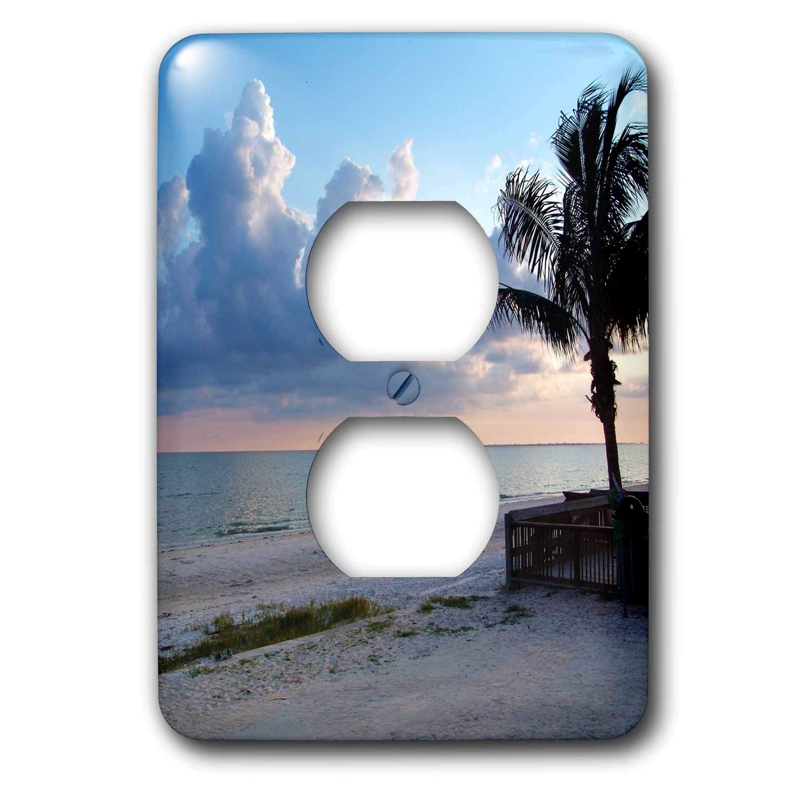 3D Rose Beach View 2 Plug Outlet Cover - Decorative Electrical Outlet Cover for Home, Kitchen, Bathroom - Coastal Themed Wall Plate for Beach House Decor