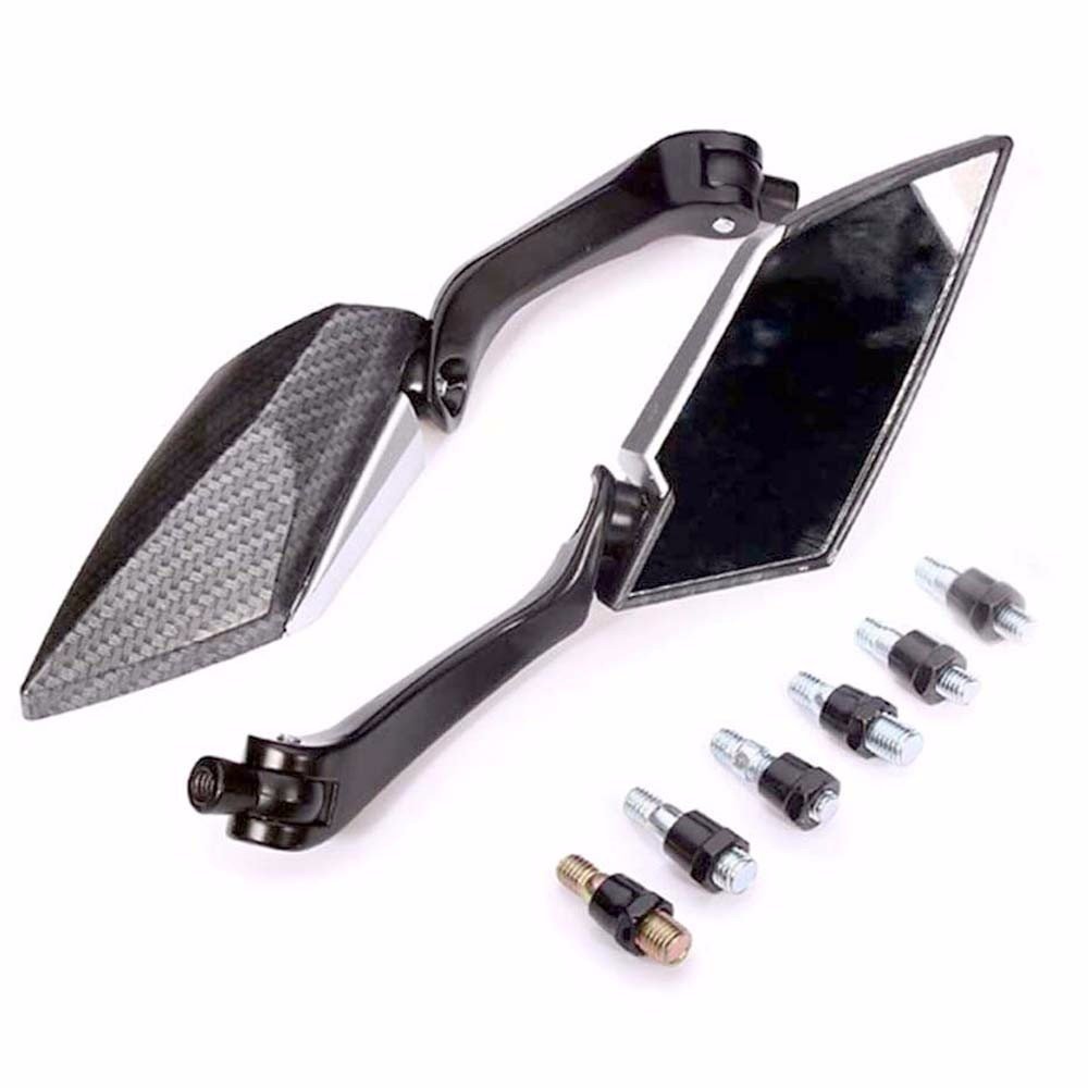 180 Degree Rotating Universal Aftermarket Mirrors - Compatible with Honda, Suzuki, Yamaha, Kawasaki Motorcycles - Enhances Safety and Visibility for Street Bikes, Cruisers & Touring Bikes