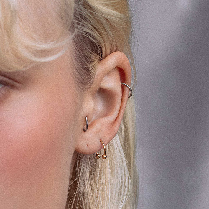 CLEO Circular Barbell Ring - 14K Gold Plated Body Jewelry for Women | Perfect for Nose, Lip, Eyebrow Piercings & Everyday Wear