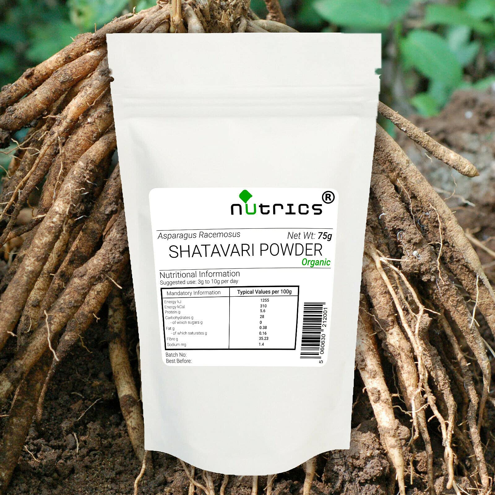 Organic Shatavari Powder (Asparagus Racemosus) - 100% Pure Vegan Supplement for Women's Hormonal Balance & Stress Relief - Halal & Kosher Certified - 75g to 1.5kg Options - Perfect for Smoothies, Teas & Ayurvedic Wellness Routines