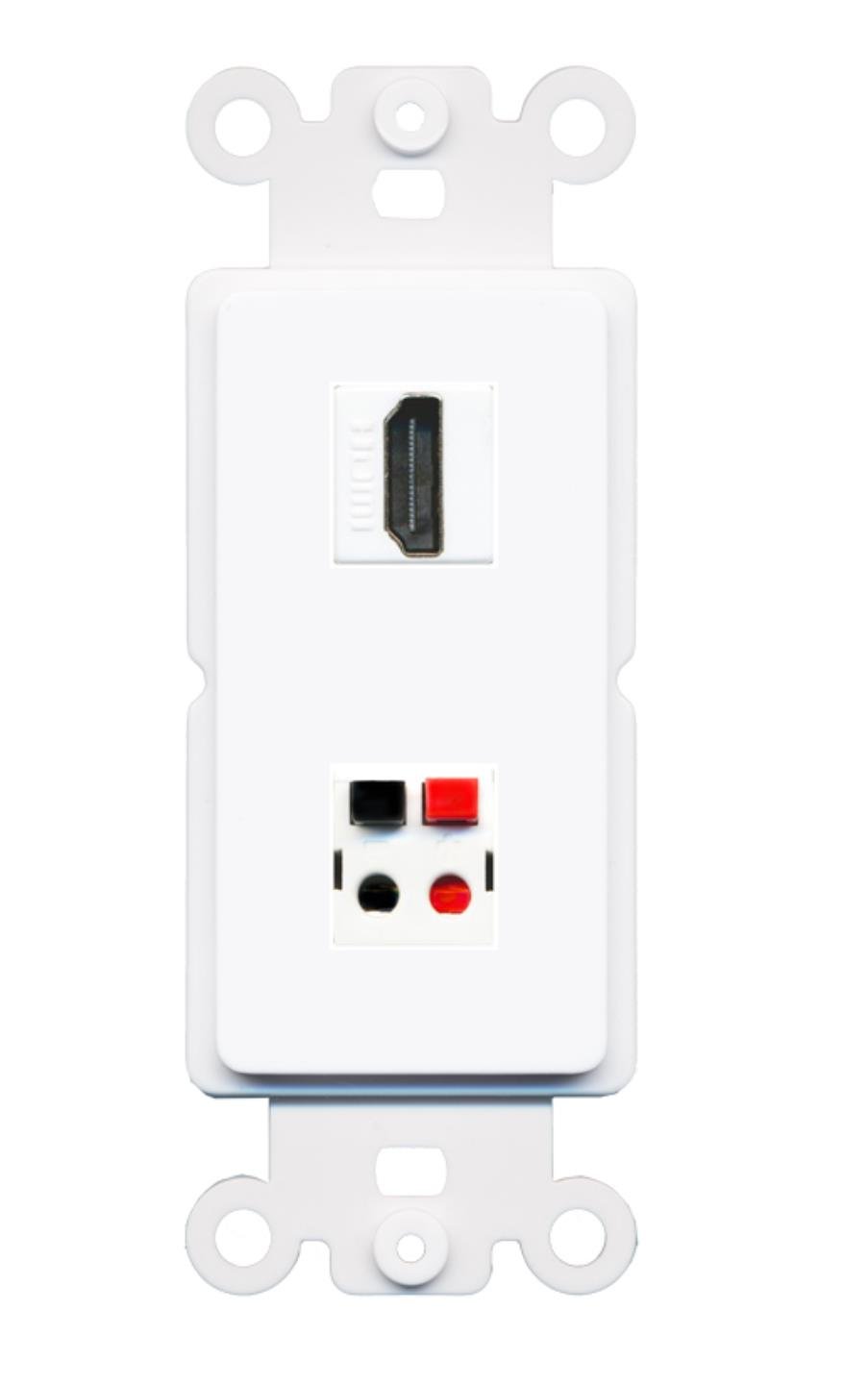 RiteAV HDMI Speaker Port Wall Plate - Decorative Rocker Style in White - Perfect for Home Theater & Audio System Installations