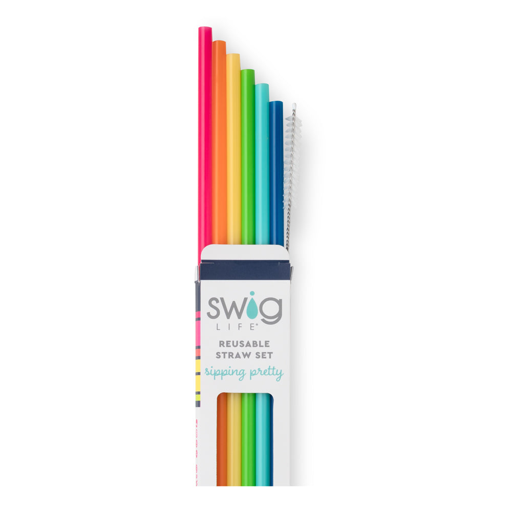 Eco-Friendly Rainbow Reusable Straw Set - 10 Pack Colorful Stainless Steel Drinking Straws for Smoothies, Iced Coffee & Cocktails - Perfect for Home, Office & Travel Use