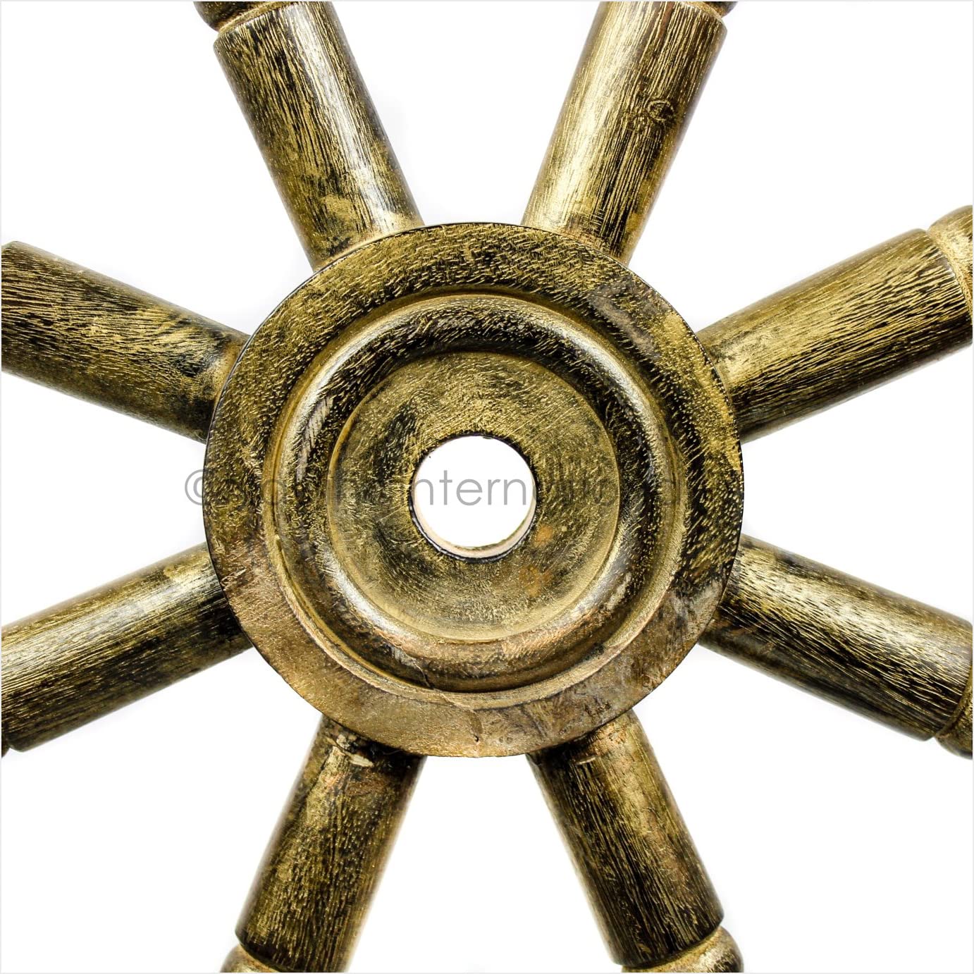 Antique Golden Nautical Wooden Ship Wheel - 12 Inch Handcrafted Maritime Decor for Pirate Nursery, Coastal Home Decor, and Themed Parties | Nagina International