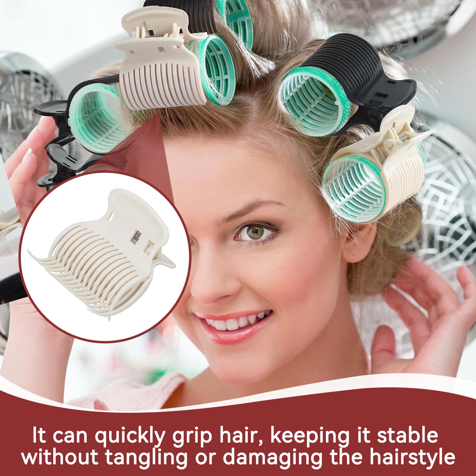 Agatige 12 PCS Heat Resistant Hot Roller Clips - Hair Curler Claw Clips for Women & Girls - Replacement Roller Clips for Hair Sectioning & Styling - Safe & Durable (White) - Perfect for Salon, Home Use & Travel Styling