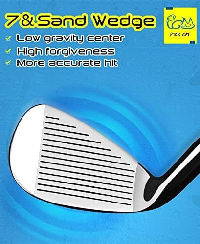 PGM Junior Golf Club Set for Kids - 5 Golf Clubs with Stand Bag & 2 Headcovers (Right Hand) - Perfect for Boys & Girls Learning Golf | Ideal for Backyard Practice, Driving Range & Junior Tournaments