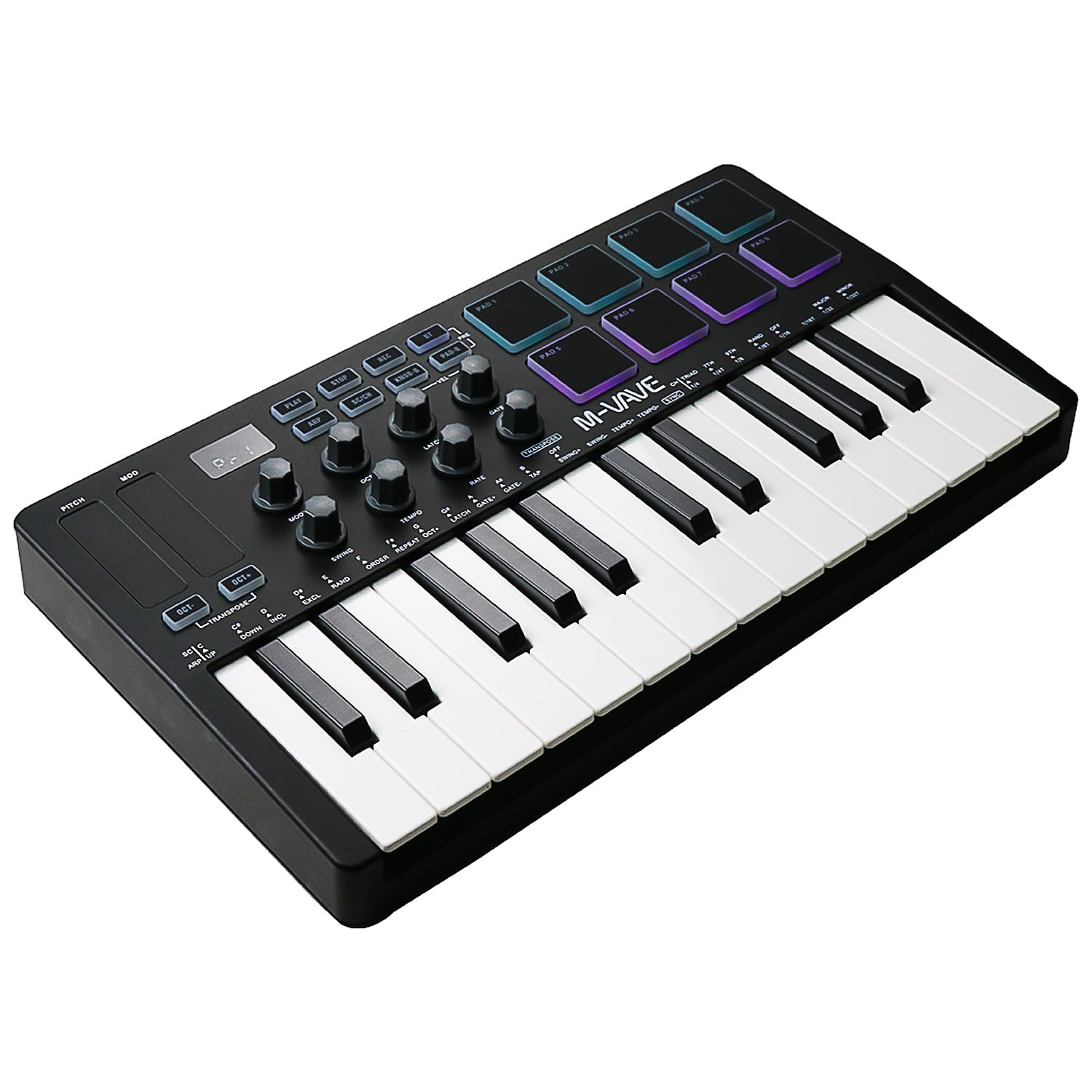 M-VAVE 25 Key USB MIDI Keyboard Controller with 8 Backlit Drum Pads - Wireless Semi-Weighted Professional Dynamic Keybed, 8 Knobs & Included Software - Perfect for Music Production, Home Studio Recording & Live Performances