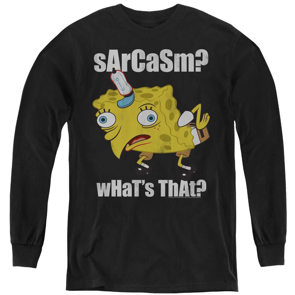 Spongebob Sarcasm Meme Graphic Long Sleeve T-Shirt for Teens & Adults | Funny Cartoon Pop Culture Shirt for Casual Wear & Gift Giving