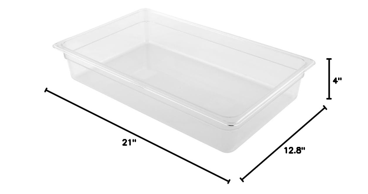 4 Inch Deep Food Pans - 10 Pack Commercial Grade Freezer Safe & Dishwasher Safe Plastic Food Storage Containers | Shatterproof Clear Restaurantware for Kitchen, Catering, Buffet & Meal Prep