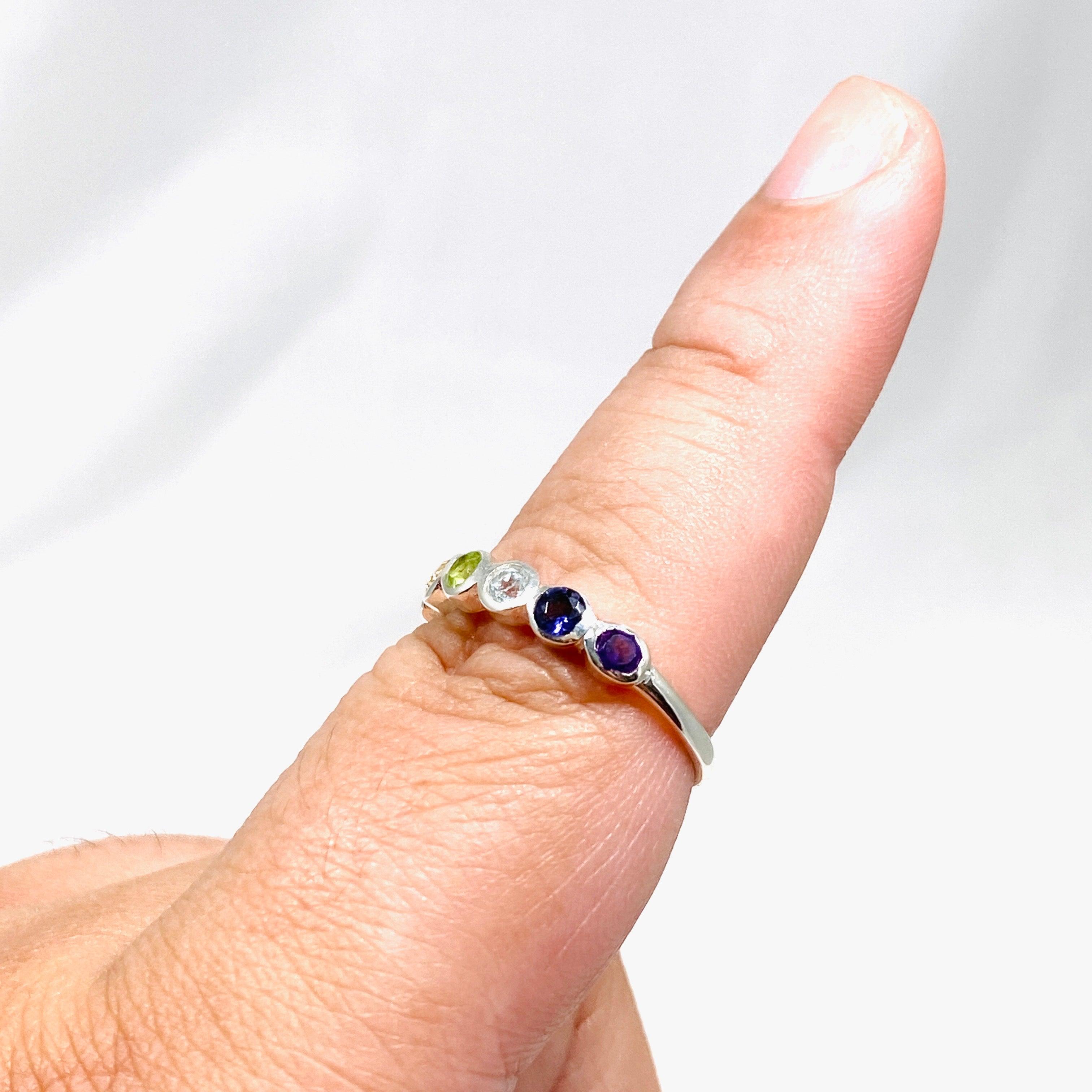 Chakra Ring R4178 - Spiritual Healing Energy Jewelry for Meditation & Yoga | Handmade Adjustable Balance Stone Ring for Women & Men