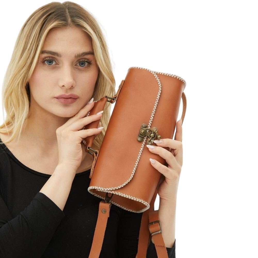 Genuine Leather Crossbody Bag for Women - Handmade Small Purse, Orange - Perfect for Everyday Use, Travel & Shopping