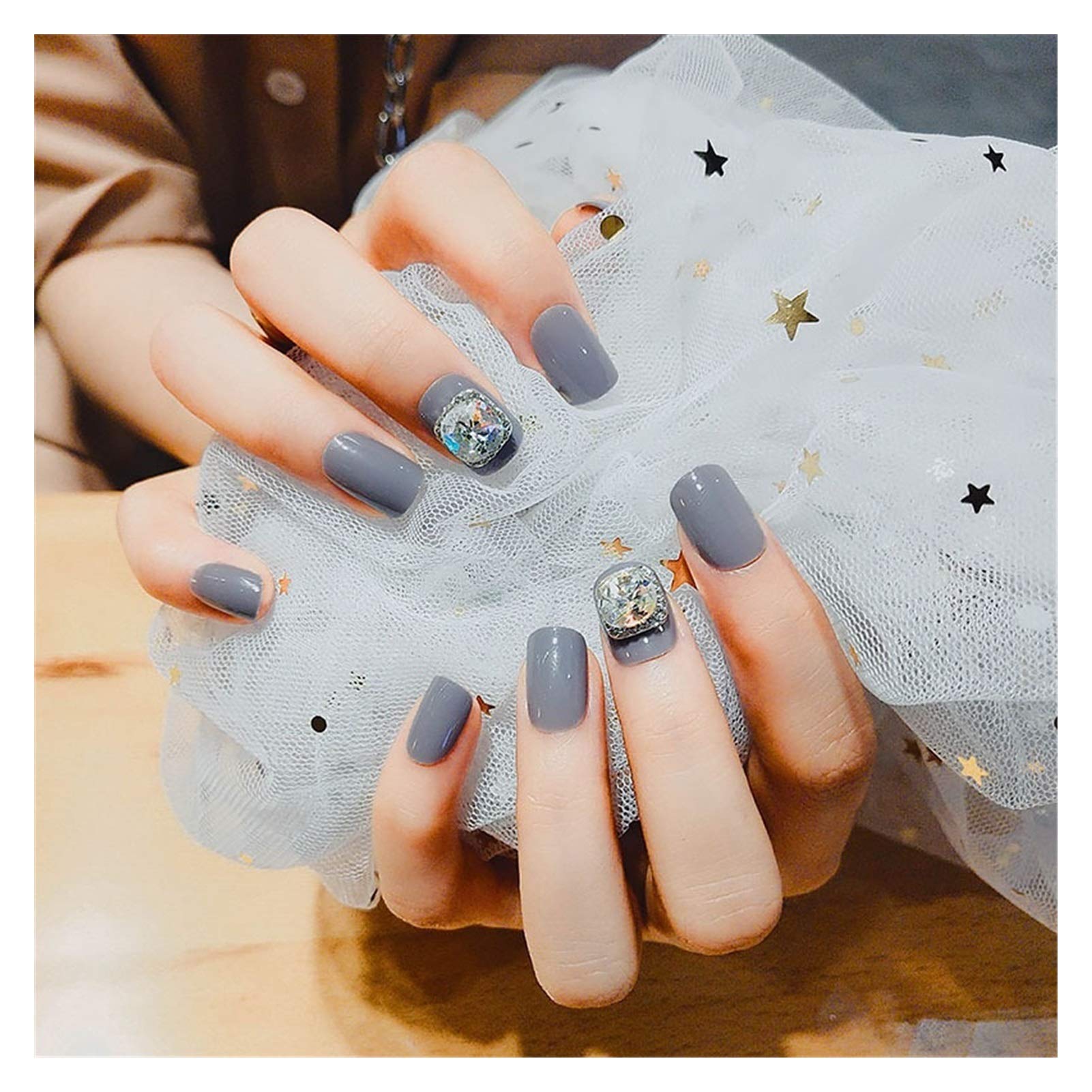 24pcs 3D Square Alloy Nail Charms - Grey Nail Art Decorations for Fake Nails & Tips | Perfect for Nail Salon, DIY Manicures, and Special Occasions