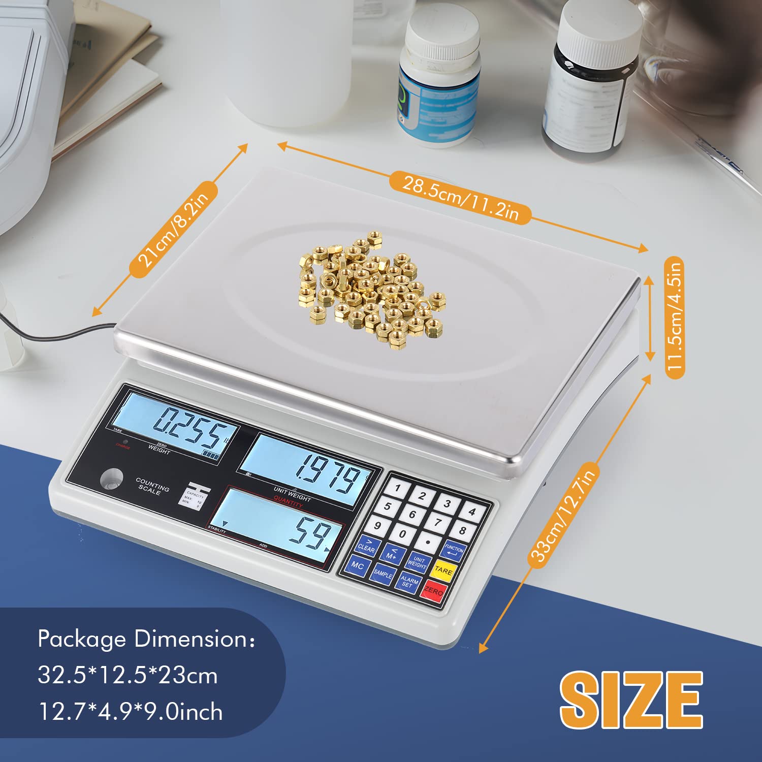 Bonvoisin 10kg/22lb Digital Precision Scale with 0.1g Accuracy - Industrial Parts, Coins & Inventory Counting Scale for Jewelry, Shipping, Kitchen & Laboratory Use