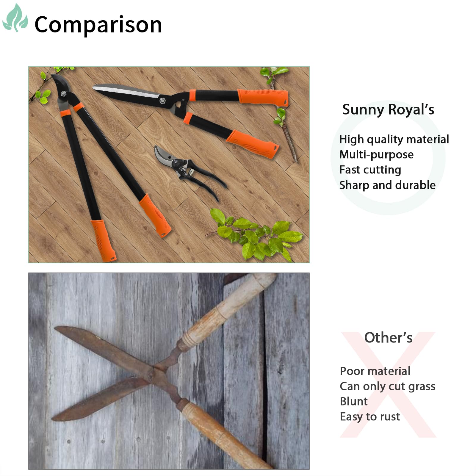 3-Piece Garden Tools Set - Heavy Duty Lopper, Pruning Shear & Tree Trimmer for Lawn, Garden & Yard | Branch Cutting & Tree Pruning | Perfect for Landscaping, Gardening & Outdoor Maintenance