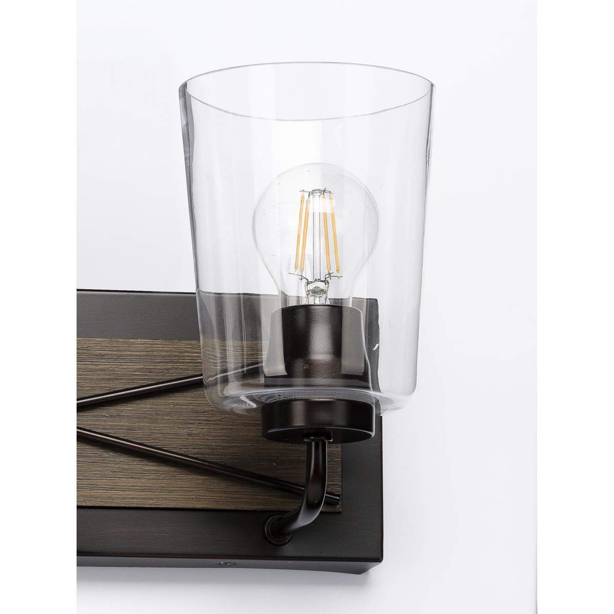 PROGRESS LIGHTING Briarwood Collection 3-Light Coastal Bathroom Vanity Fixture - Clear Glass Shade in Antique Bronze Finish | Perfect for Beach House, Coastal Decor & Bathroom Lighting Upgrade