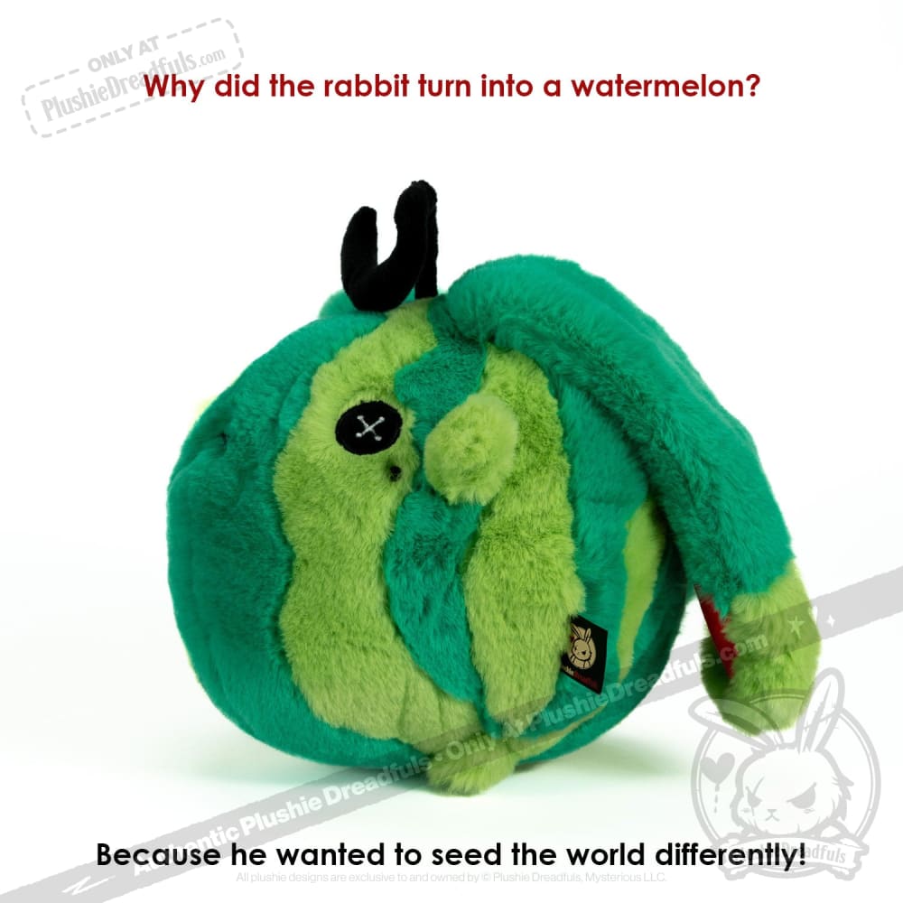 Plushie Dreadfuls Watermelon Rabbit Stuffed Animal Toy - Cute Soft Plush Bunny for Kids, Gift & Nursery Decor