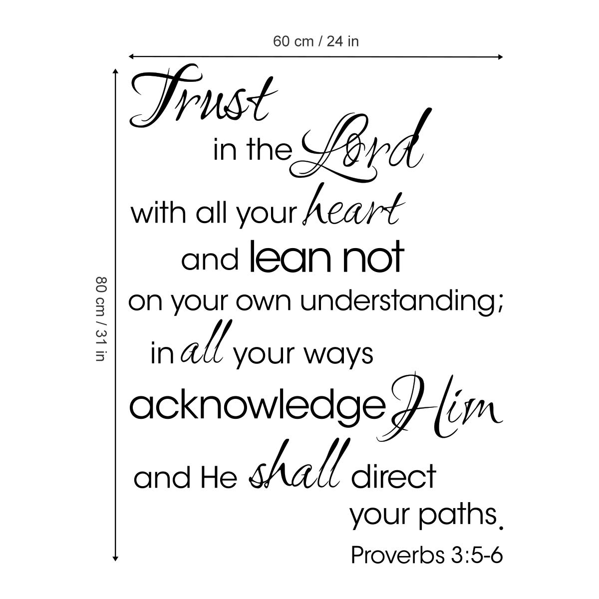 Trust in The Lord Wall Decals - Religious Bible Quote Vinyl Stickers for Home Decor, Inspirational Scripture Lettering for Bedroom, Living Room & Dining Room - Perfect for Christian Faith-Based Interior Design
