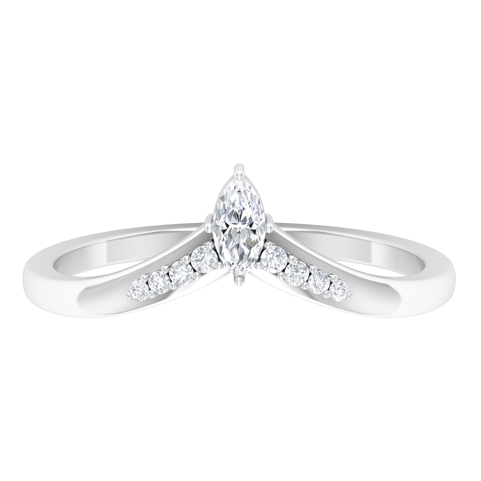 14K White Gold Diamond Chevron Ring Enhancer for Engagement Rings - Elegant Wedding Band Guard & Bridal Jewelry Accessory (Perfect for Proposals, Anniversaries, and Special Occasions)