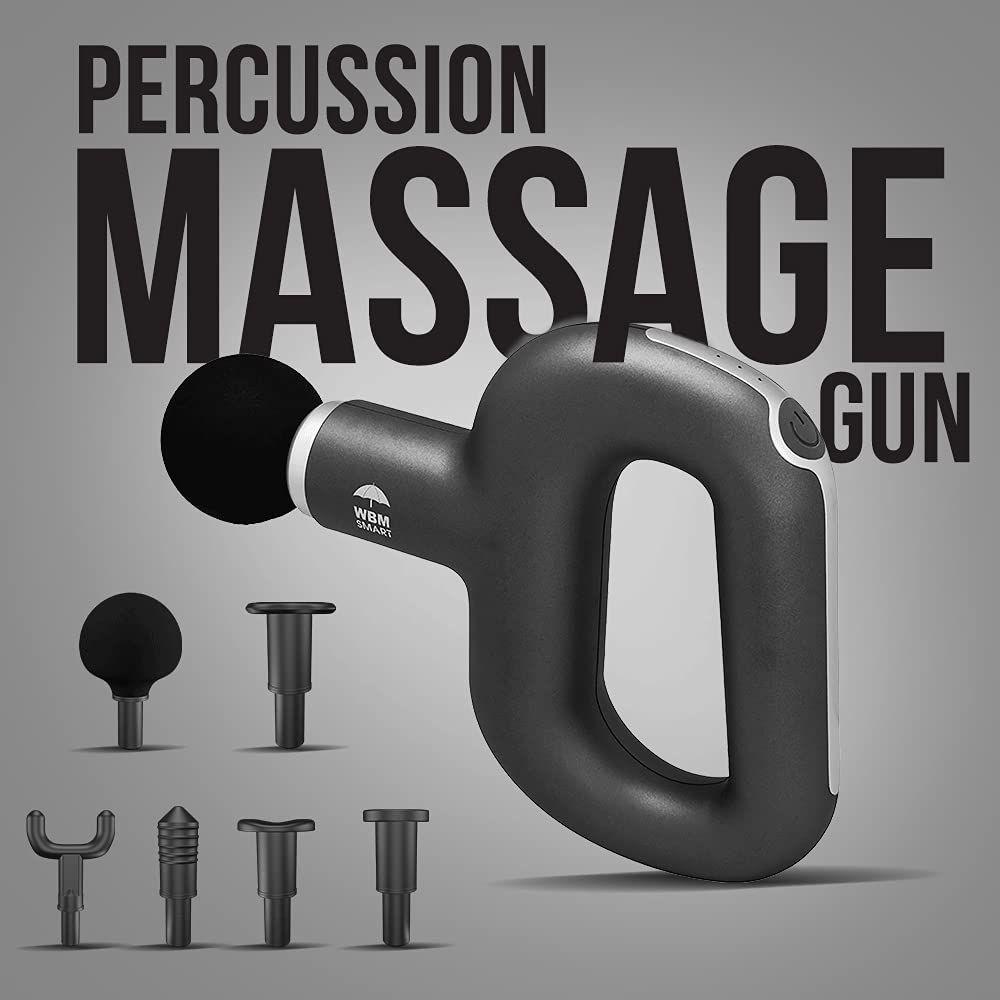 Himalayan Glow Deep Tissue Massage Gun for Athletes - 6 Interchangeable Heads, 3 Speed Levels, Percussion Therapy for Muscle Recovery & Stress Relief - Perfect for Post-Workout, Office Use & Home Relaxation