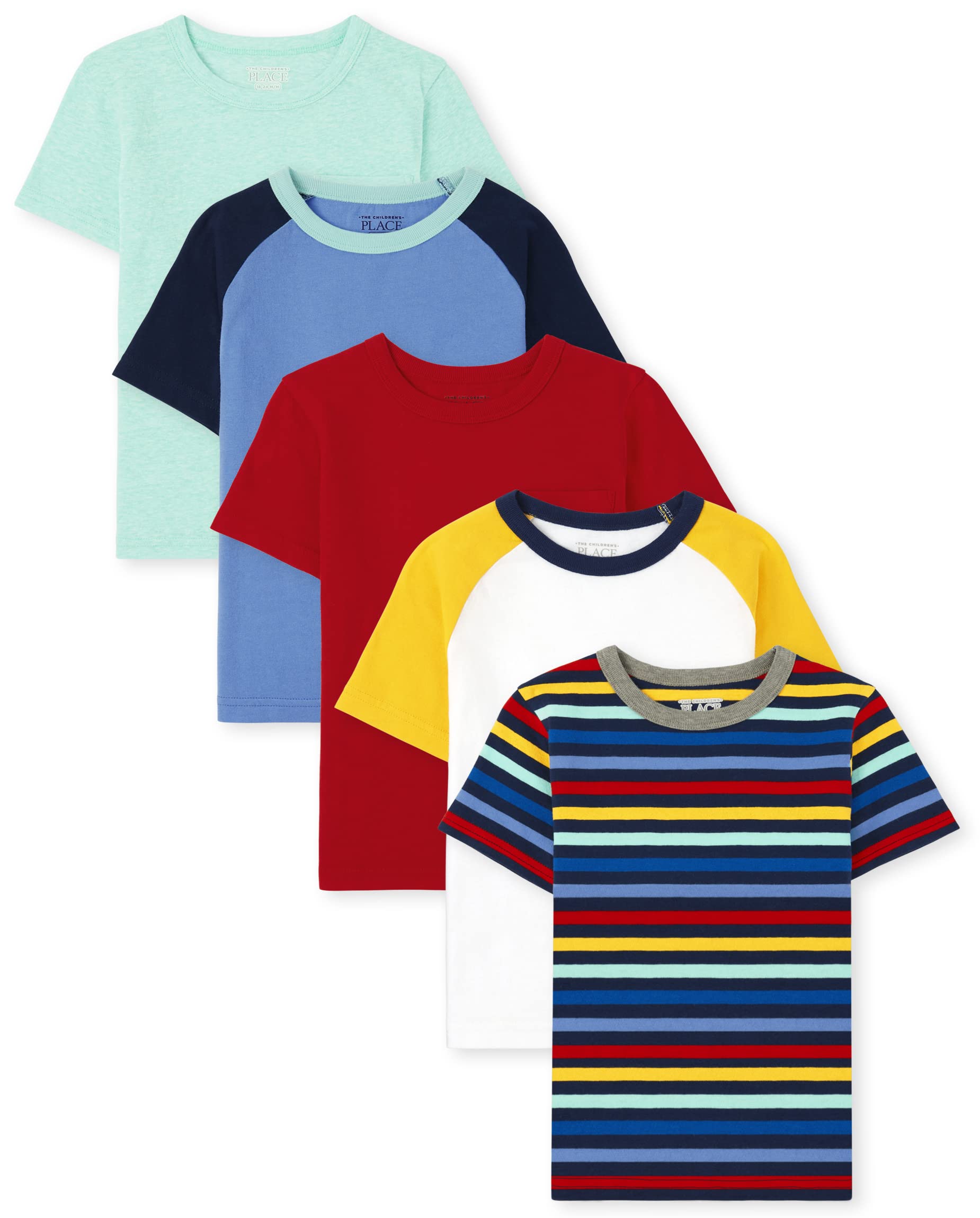 The Children's Place Baby Boys' & Toddler Short Sleeve Cotton T-Shirts - Soft & Comfortable Casual Tees for Playtime, Daycare & Family Outings